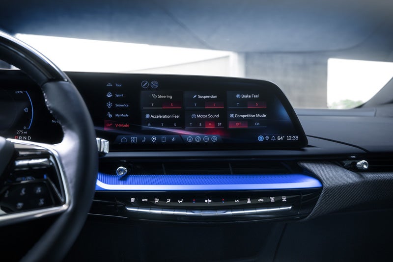 The 2026 OPTIQ-V Display Screen Displaying the V-Mode Settings | Crown Cadillac in Watchung NJ